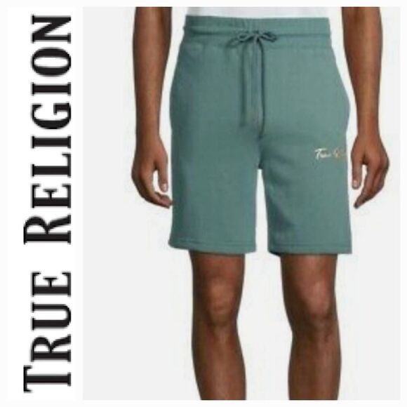 True Religion Fleece Logo Pocketed Shorts - Picture 1 of 4